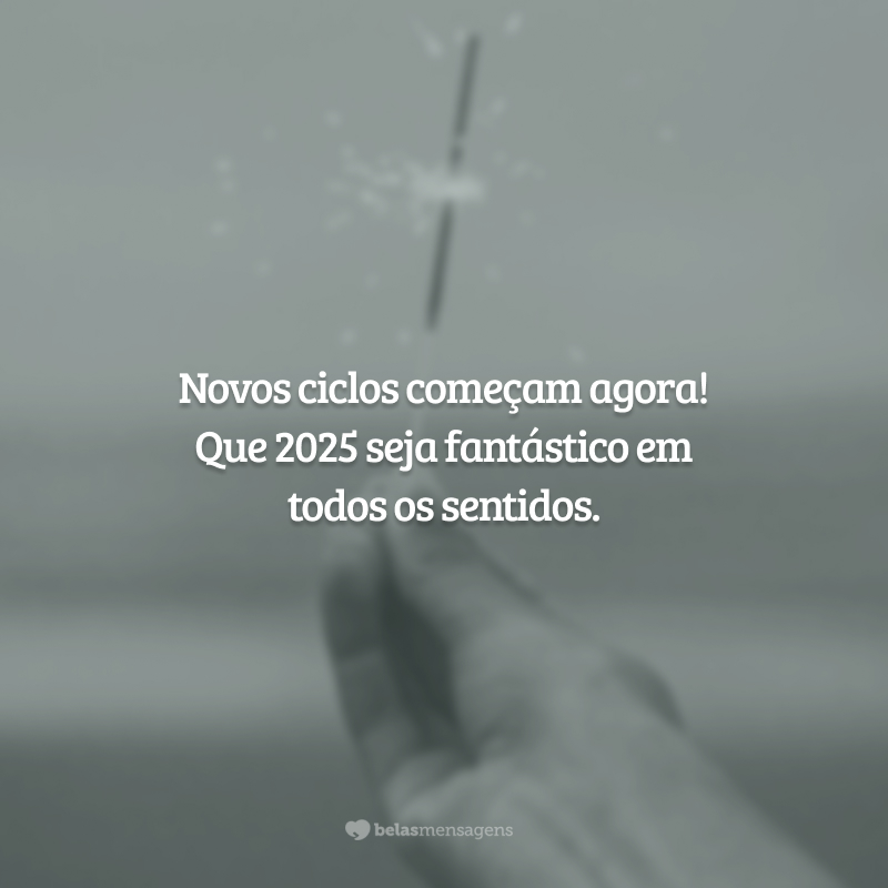 Novos ciclos começam agora! Que 2025 seja fantástico em todos os sentidos.