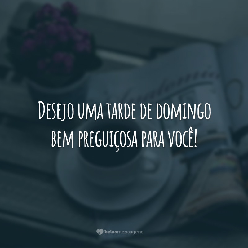 Desejo uma tarde de domingo bem preguiçosa para você!